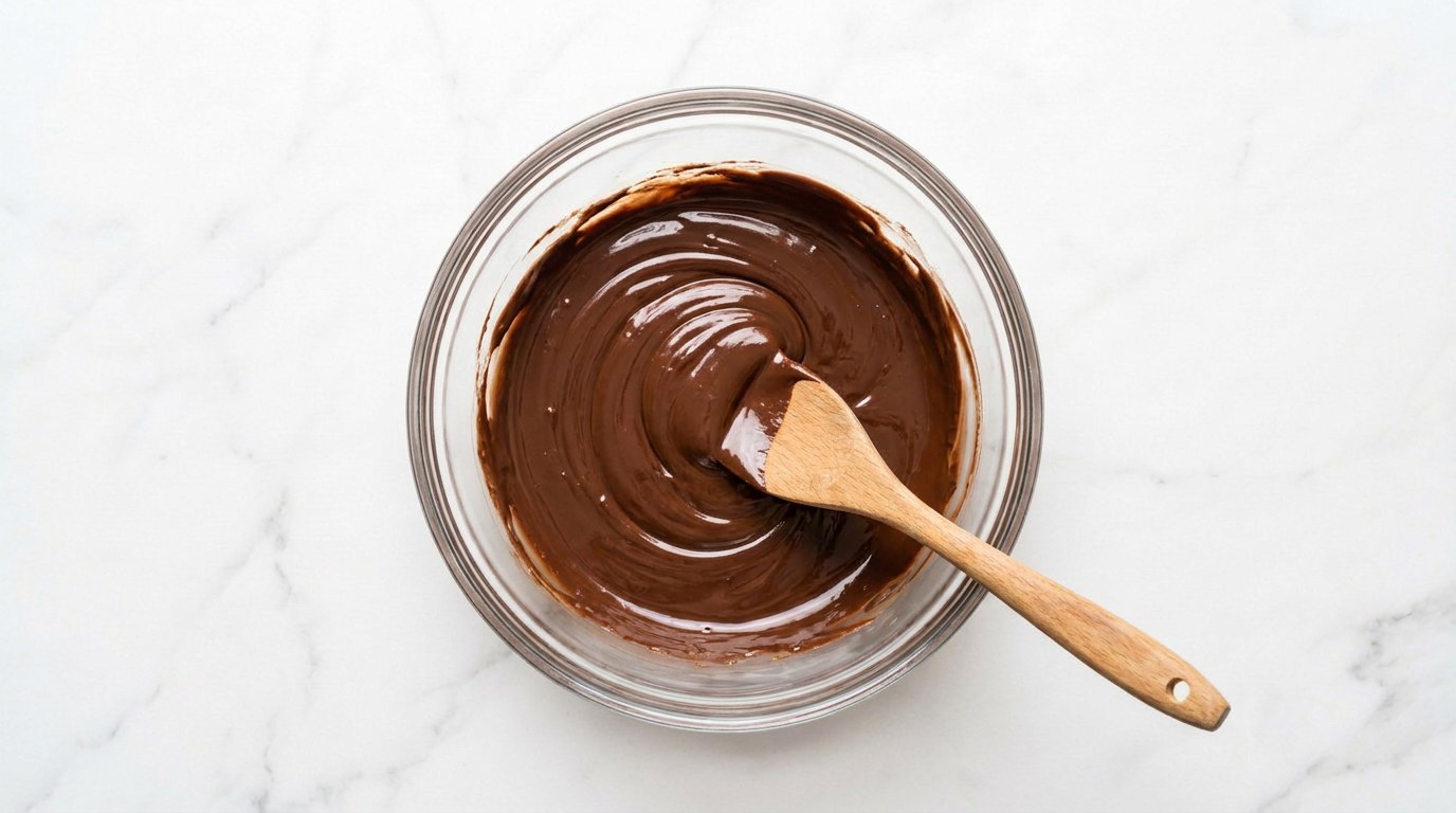 Step 2: Melt the chocolate with the butter over simmering water into a smooth mixture.