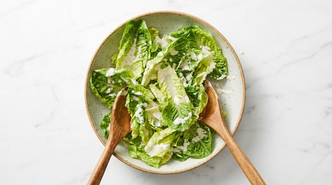 Step 4: Tear the lettuce into pieces and toss it with the dressing.
