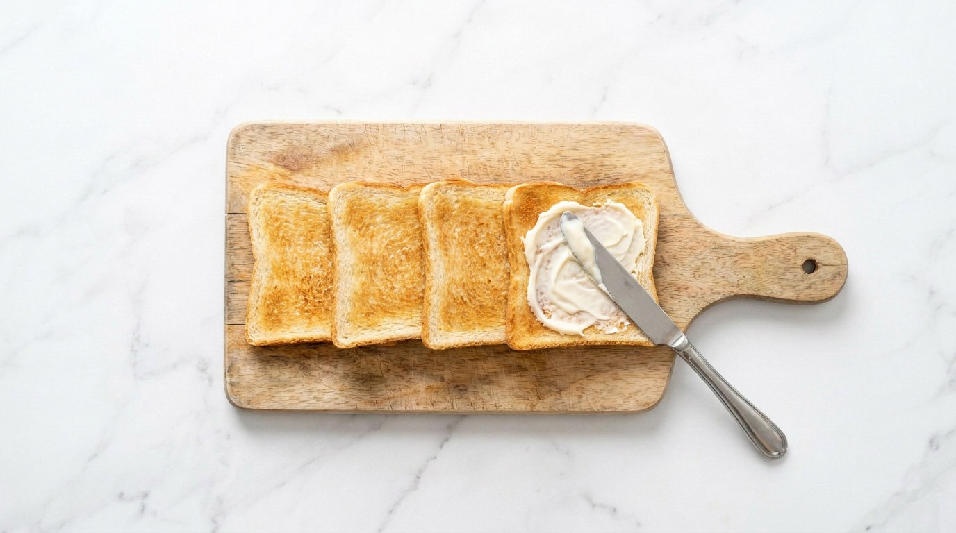 Step 2: Toast the slices of bread and spread them with mayonnaise.