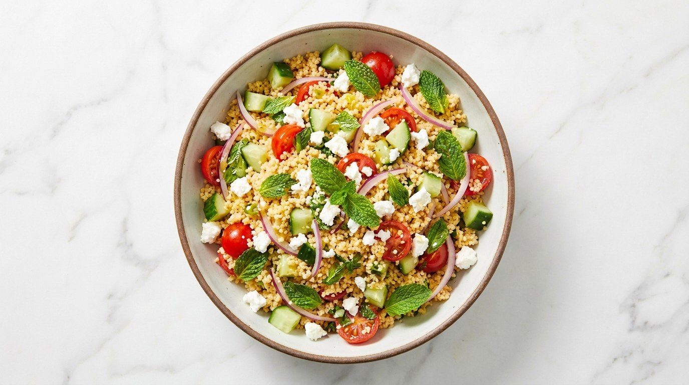 Step 4: Crumble the feta over the top and finish with fresh mint.