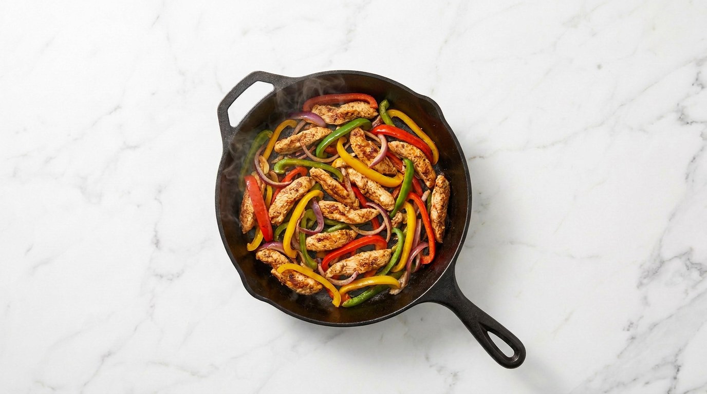 Step 3: Add the peppers and onion and stir-fry until the vegetables are just tender.