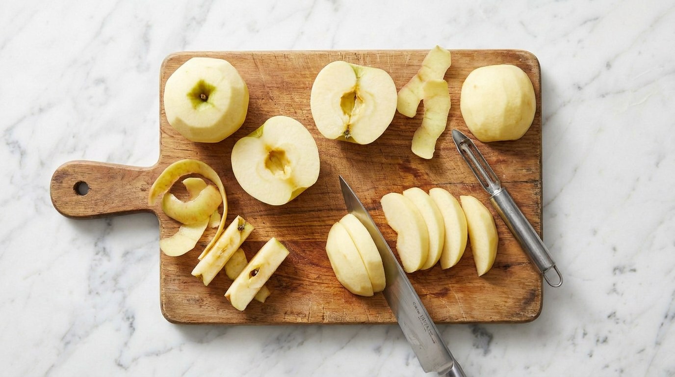 Step 1: Peel the apples, remove the cores and cut them into wedges.