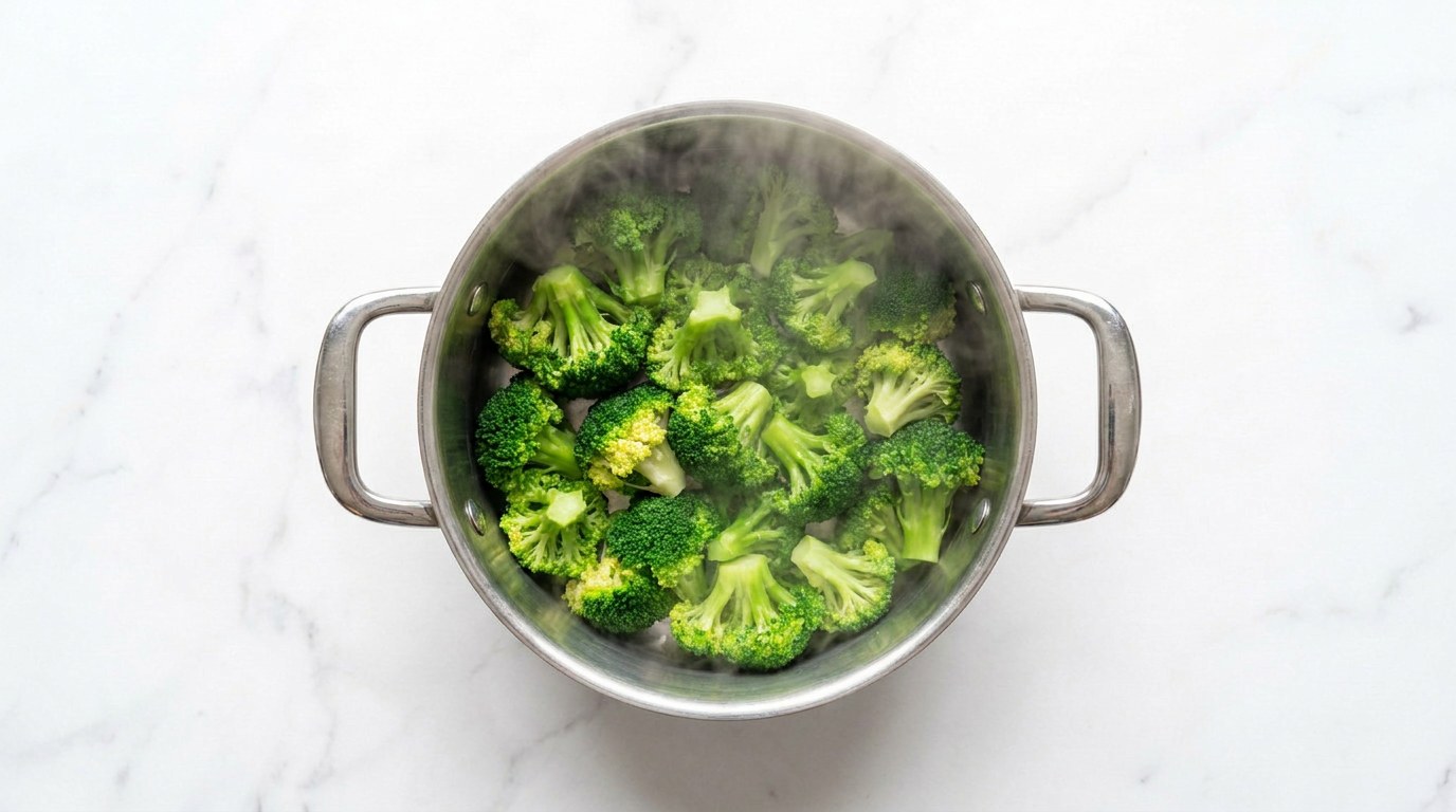 Step 2: Steam or boil the broccoli until just tender.