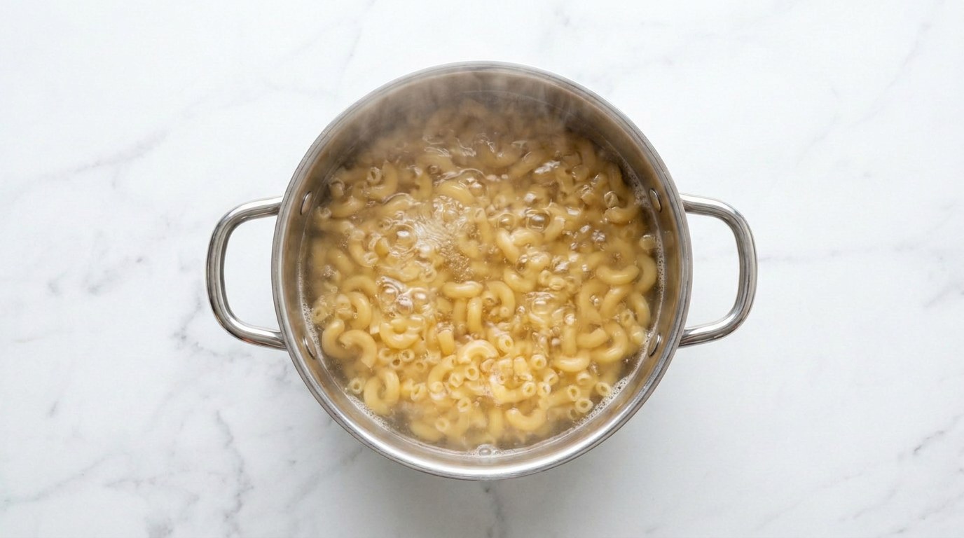 Stap 1: Kook de macaroni beetgaar volgens de verpakking.
