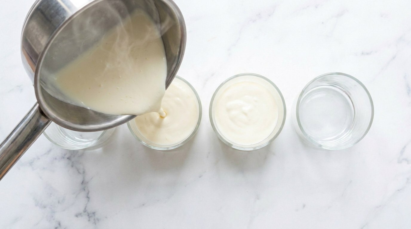 Step 3: Squeeze out the gelatine, dissolve it in the warm cream and pour into four glasses.