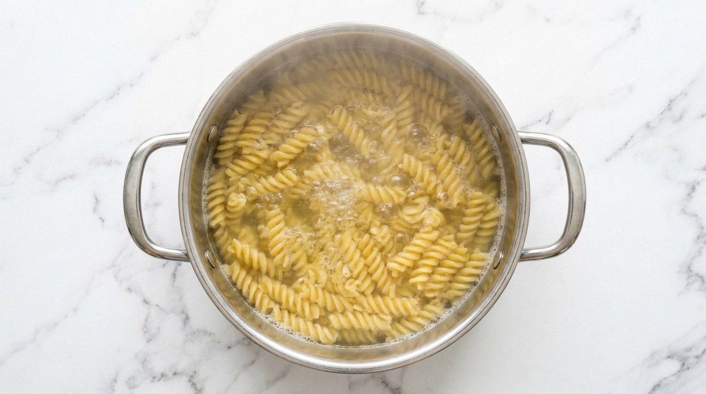 Step 1: Cook the fusilli al dente, drain and rinse briefly under cold water.