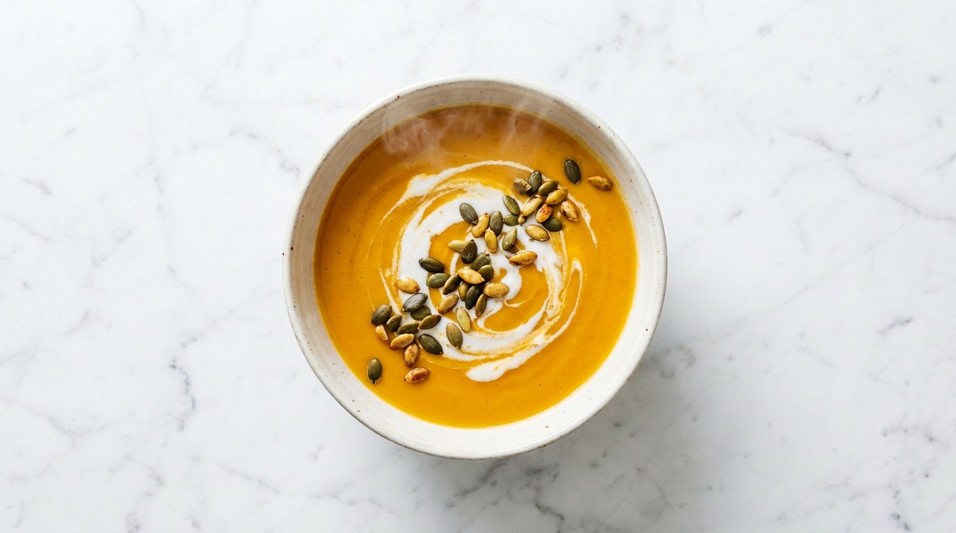 Step 5: Serve with a swirl of coconut milk and toasted pumpkin seeds.