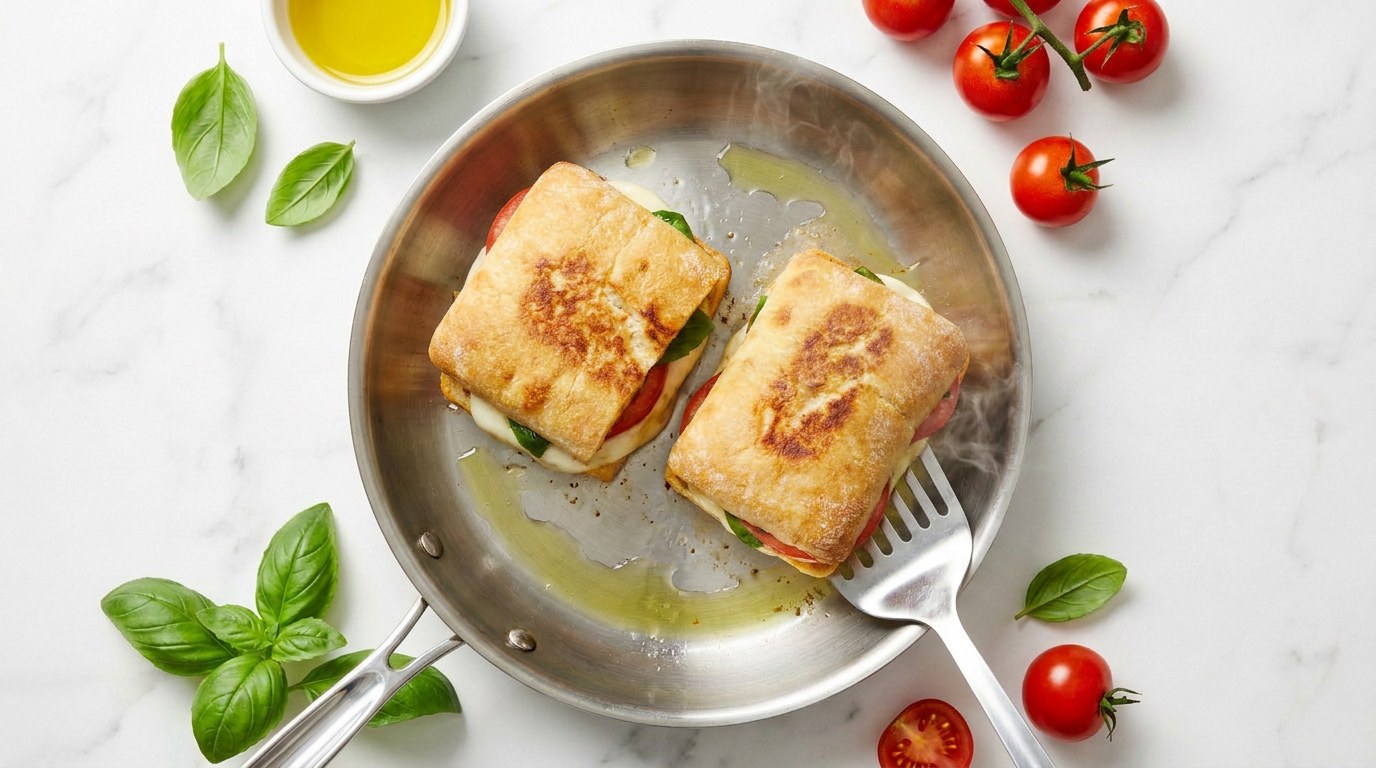 Step 3: Fry the toasties golden brown in a hot pan, 3 minutes a side, pressing gently with a spatula.